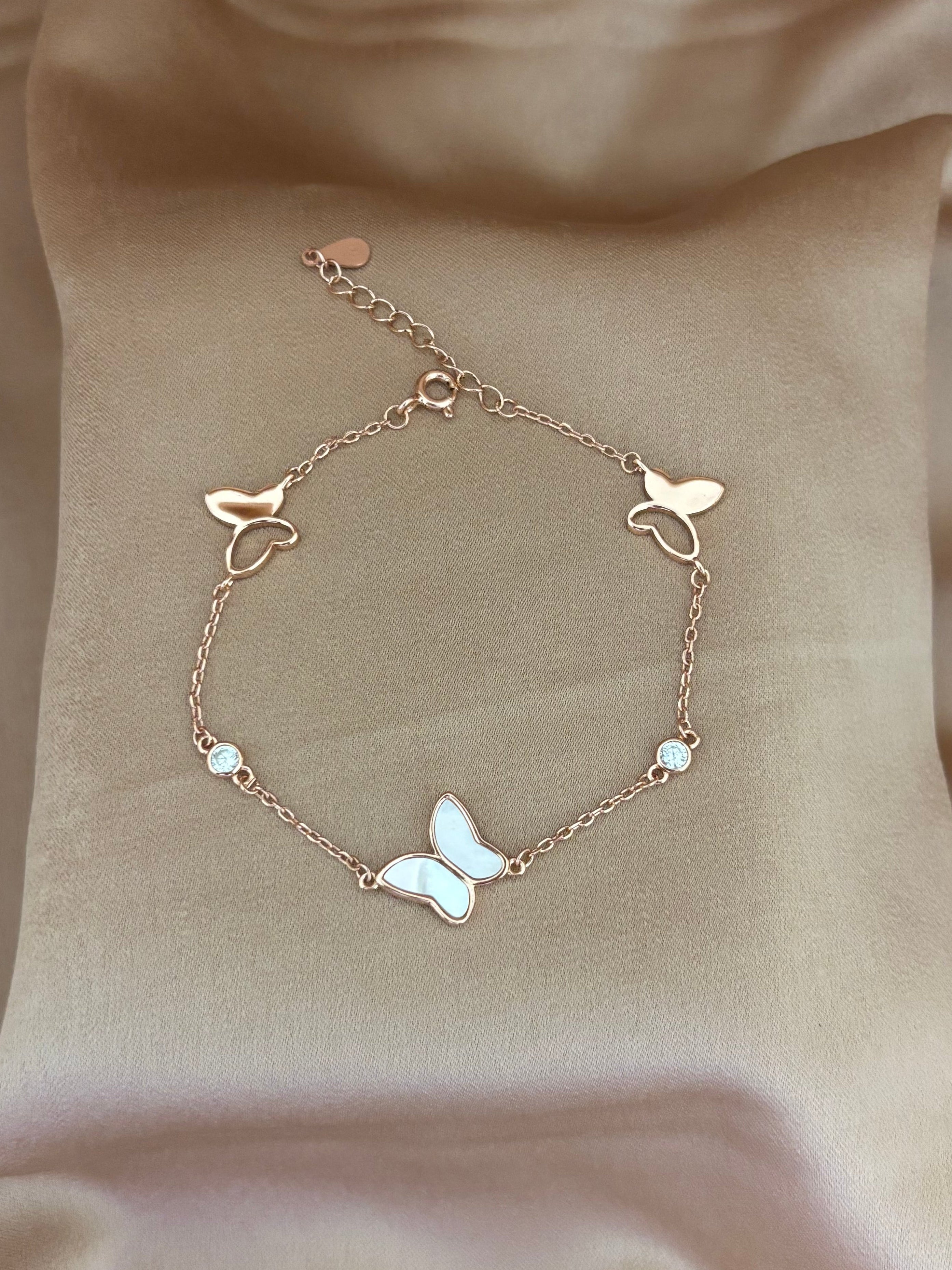 Dainty Rose Gold Butterfly Bracelet
