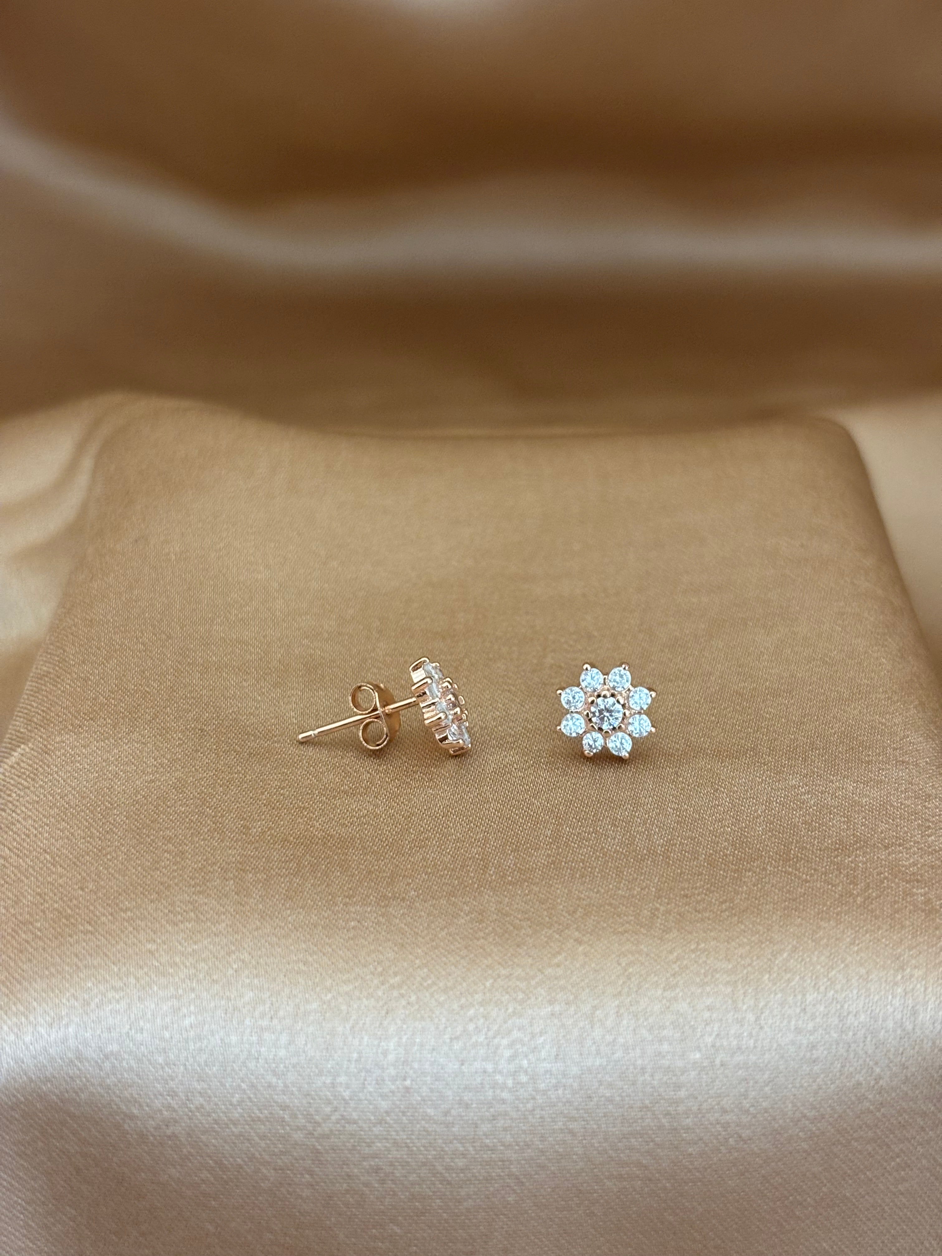 Petite Pave Sunburst Stud Earrings