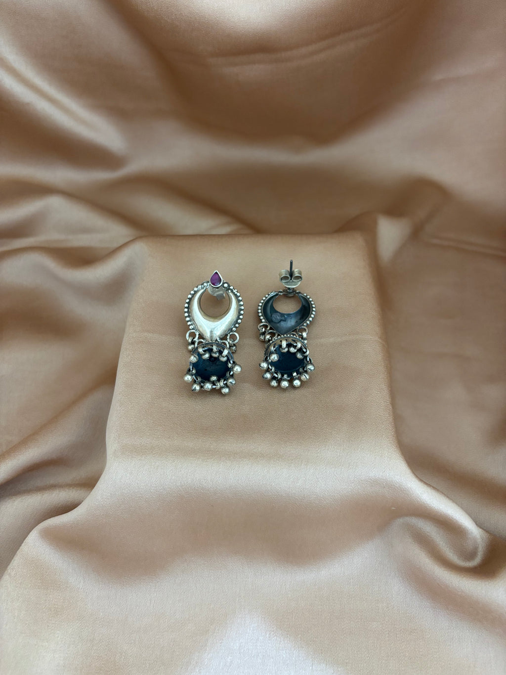 Ghungroo Jhumka with Stone Crescent