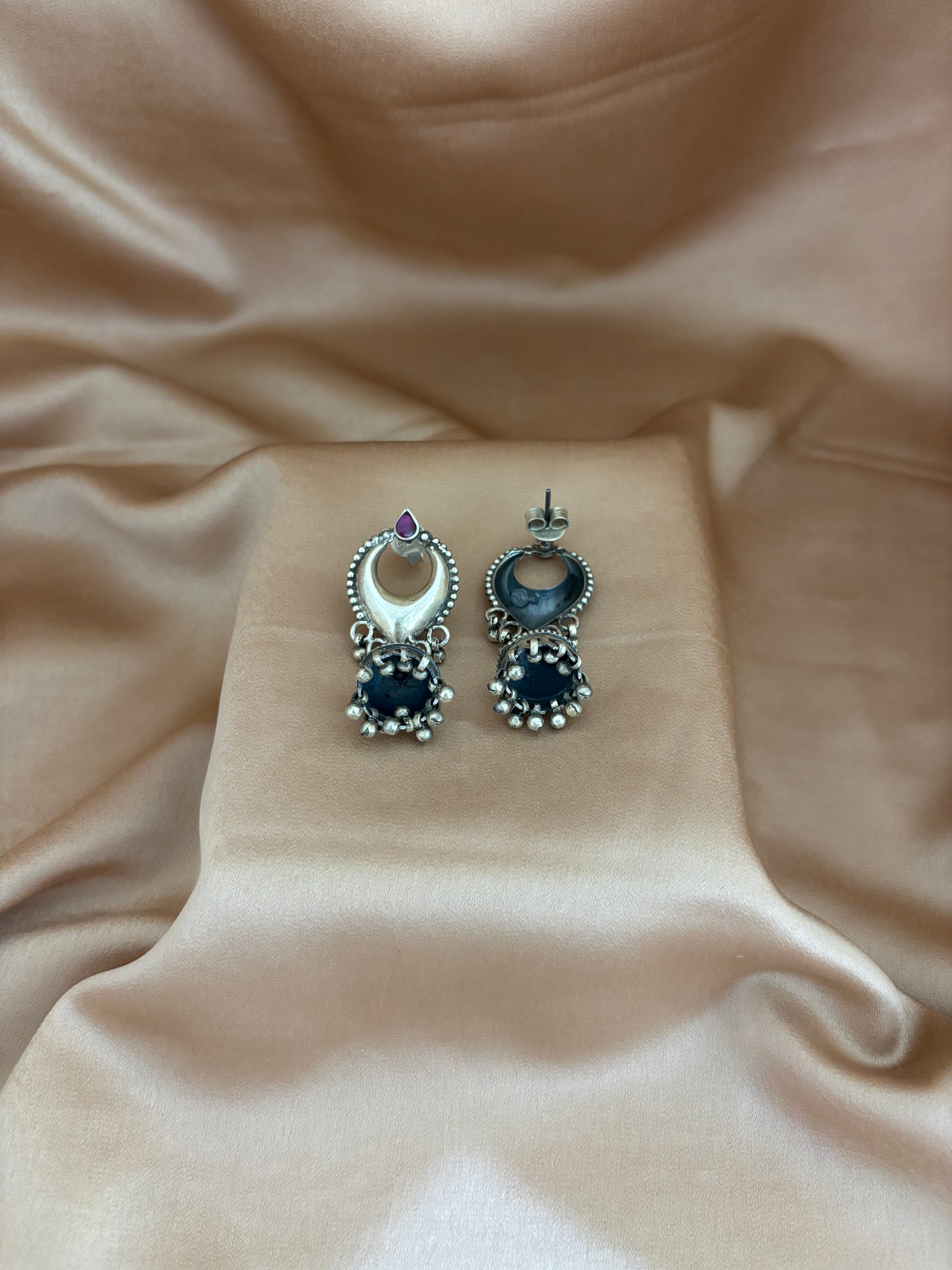 Ghungroo Jhumka with Stone Crescent