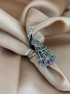 Royal Amethyst Peacock Enamel Ring