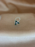 Emerald Bloom Silver Nose Pin with Center Zircon