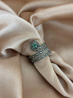 Emerald Green Marcasite Wrap Ring