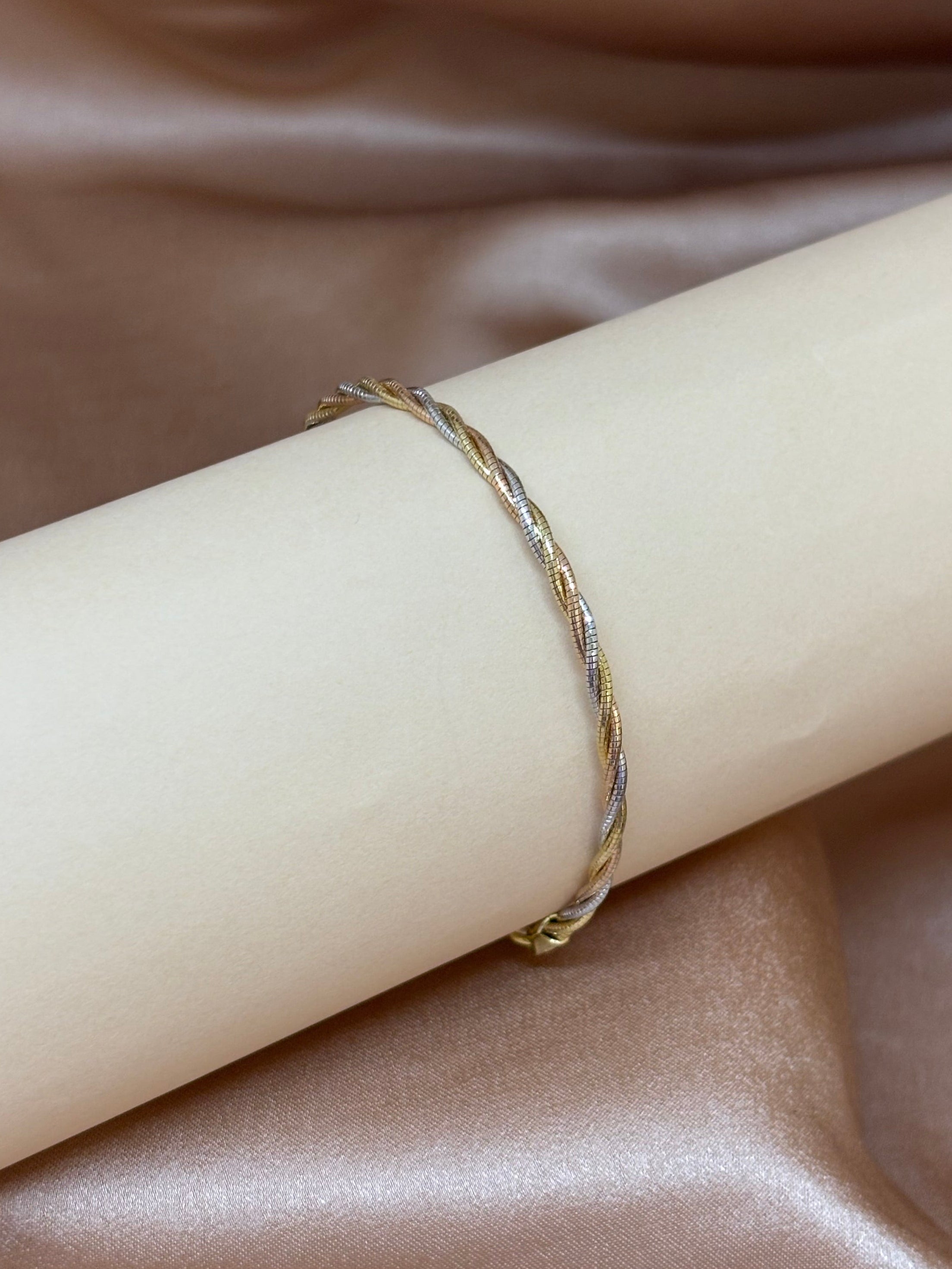 Tri-Tone Twisted Silk Rope Bracelet