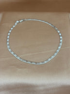Etched Herringbone Flat Link Anklet