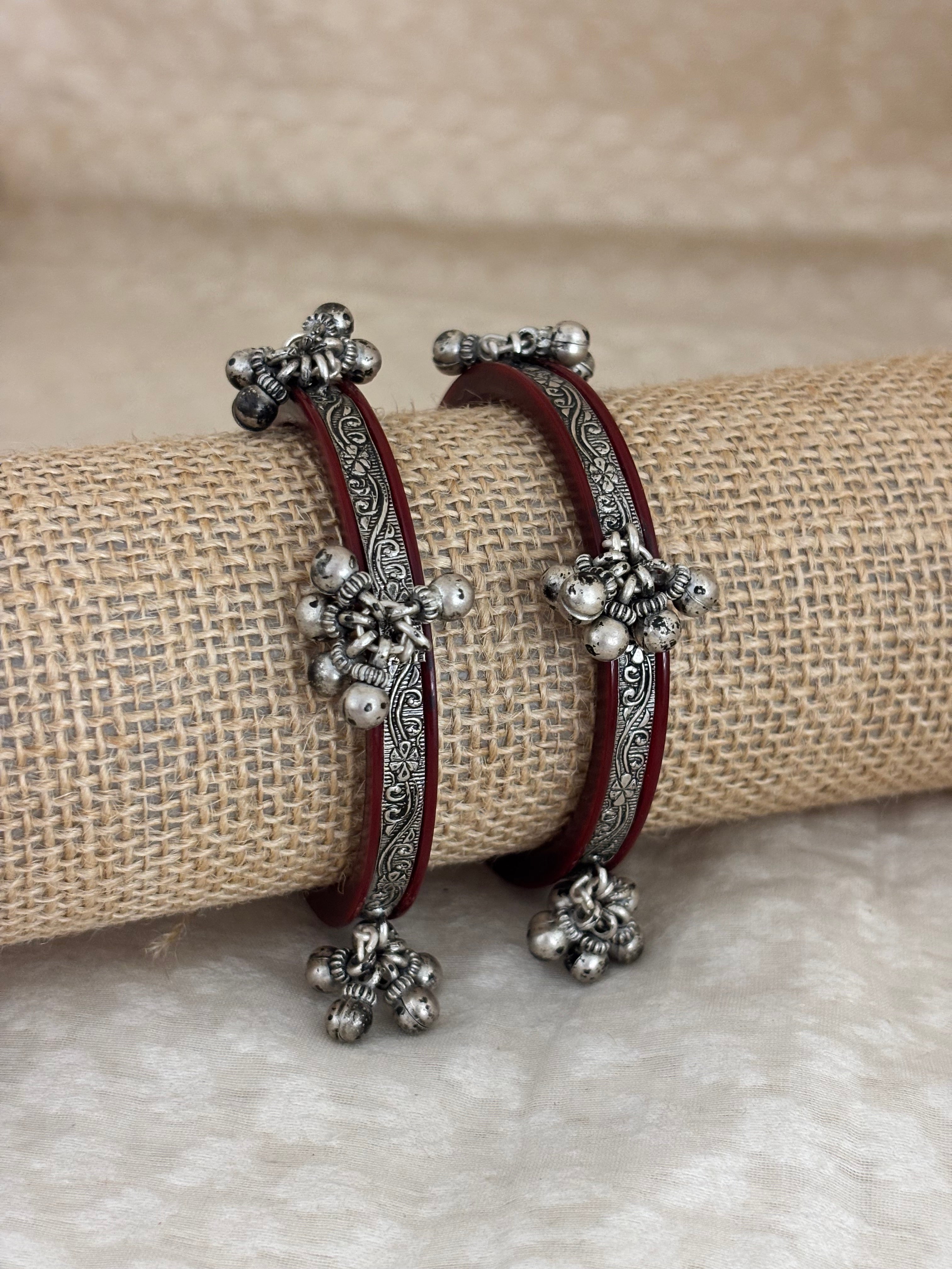 Oxidized Silver Ghungroo Bangle