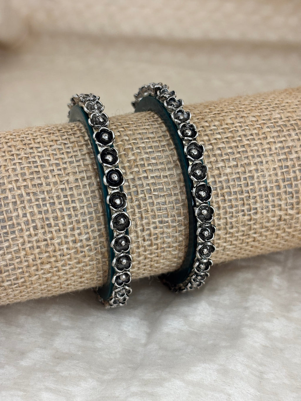 Teal Resin Petal Bangles