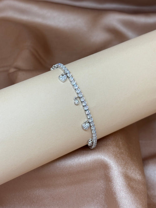 Crystal Heart Charm Tennis Bracelet
