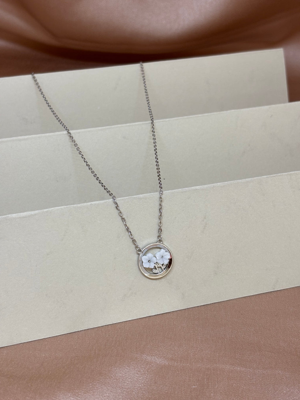 Sterling Silver Dual Blossom Circle Pendant Necklace