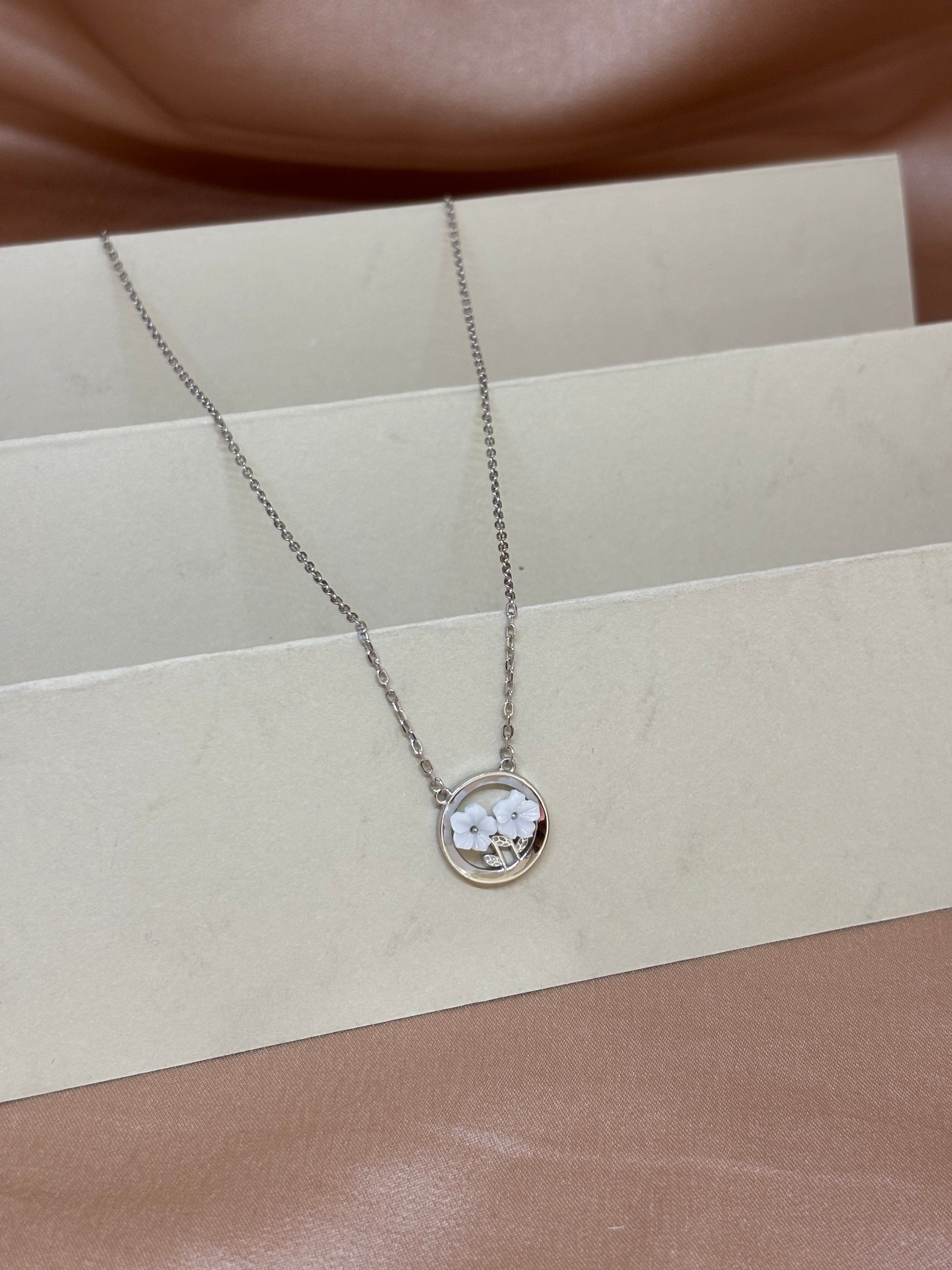 Sterling Silver Dual Blossom Circle Pendant Necklace