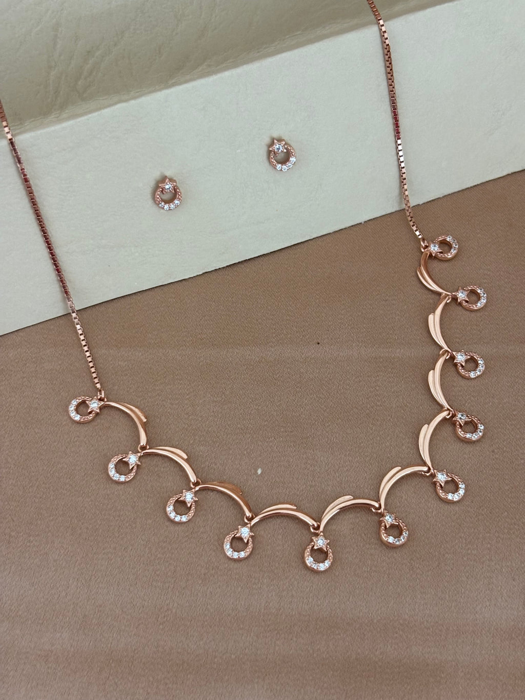 Celestial Crescent & Star Scalloped Necklace Set