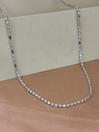 Silver Textured Bead and Bar Chain