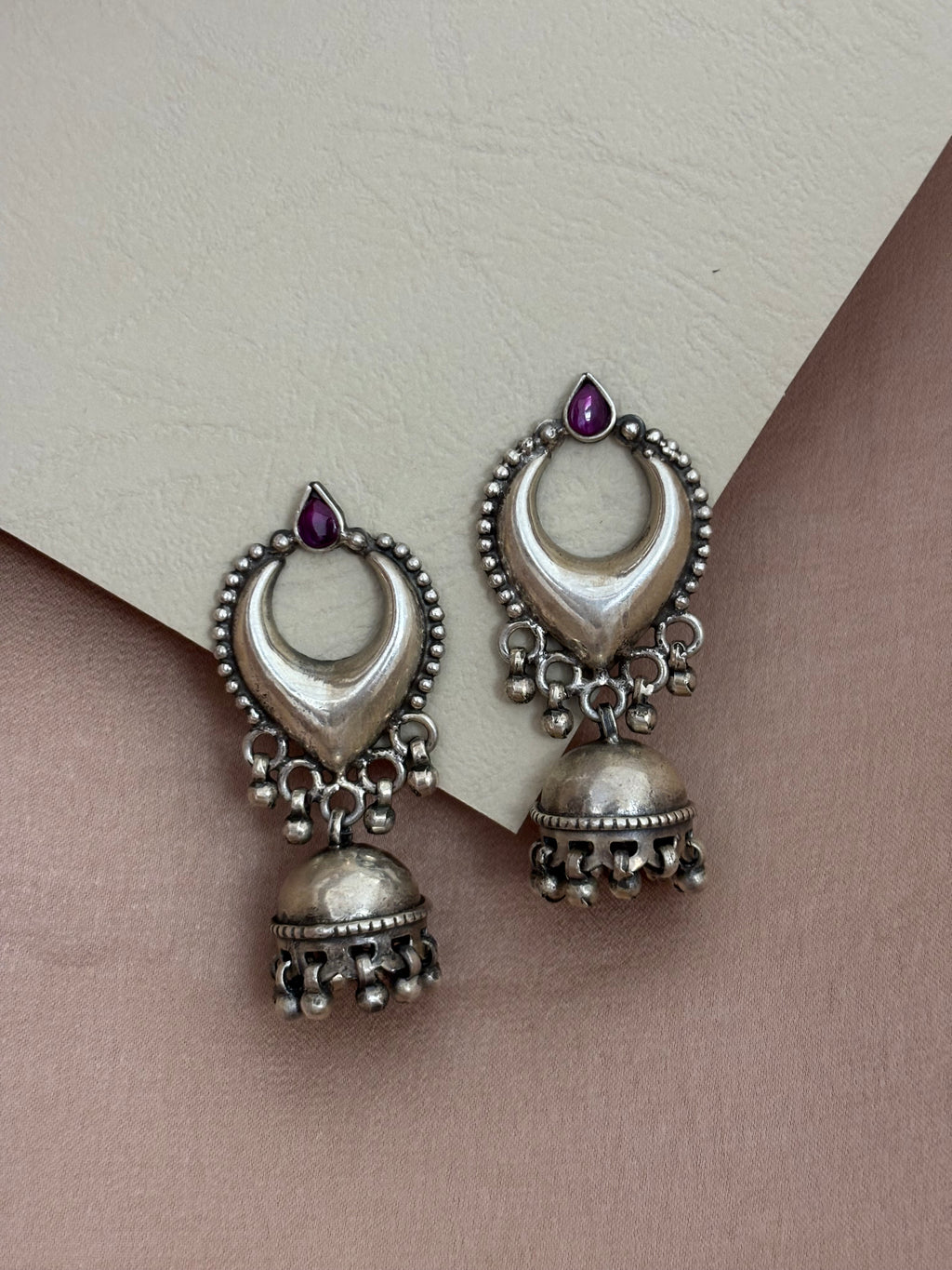Ghungroo Jhumka with Stone Crescent