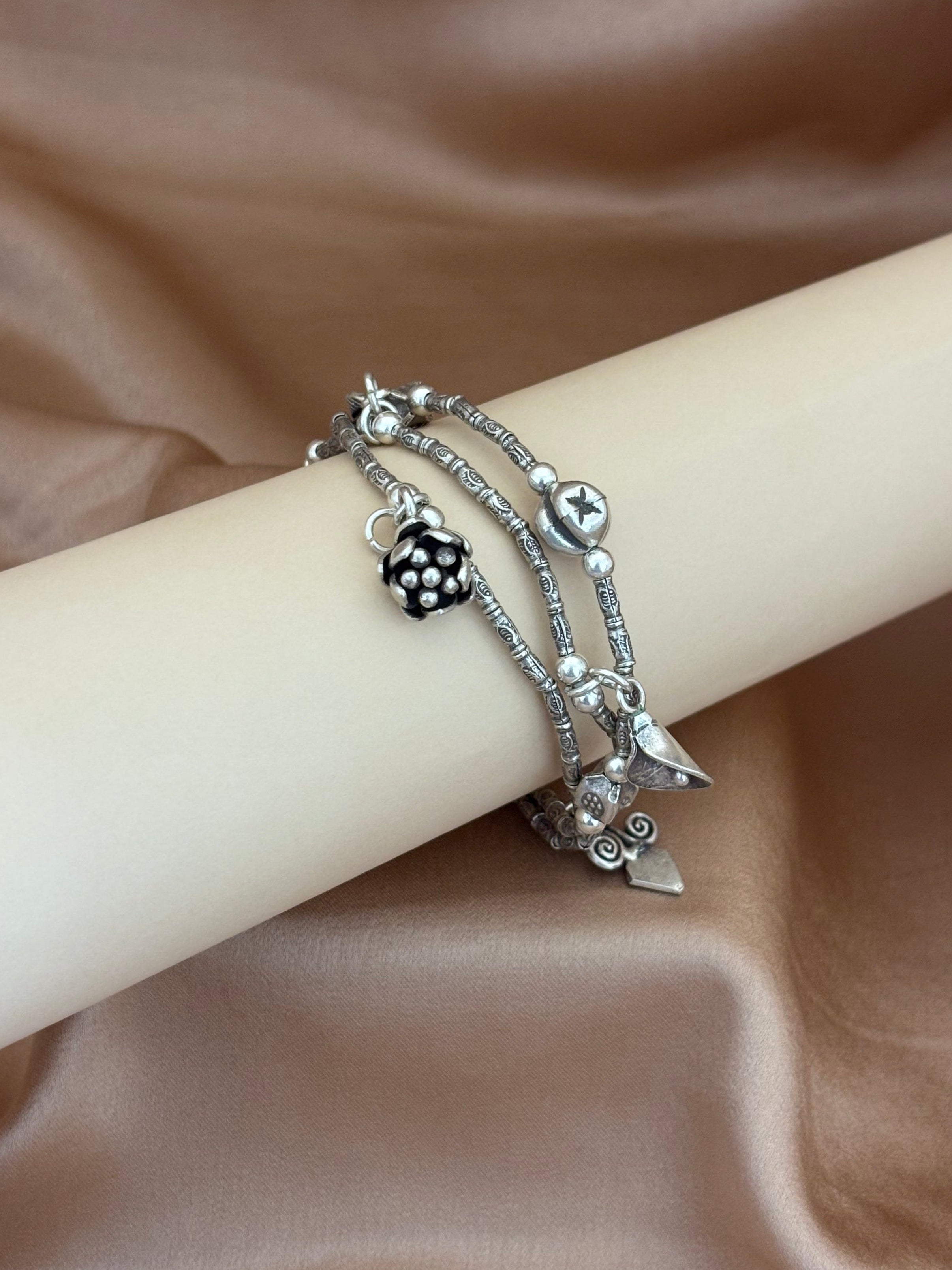 Stacked Multi-Strand Charm Bracelet