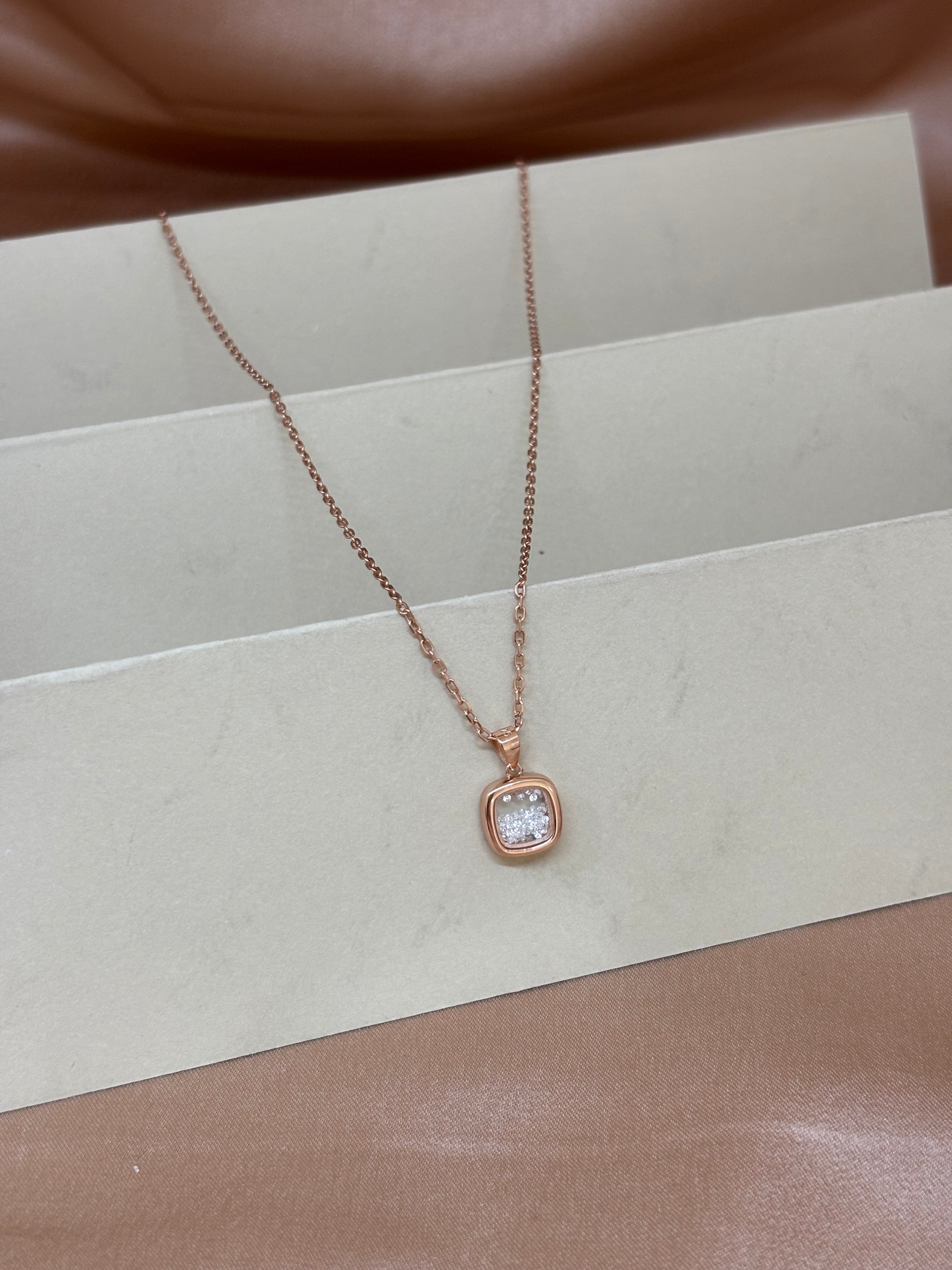 Luminous Rose Gold Cushion Pendant Necklace