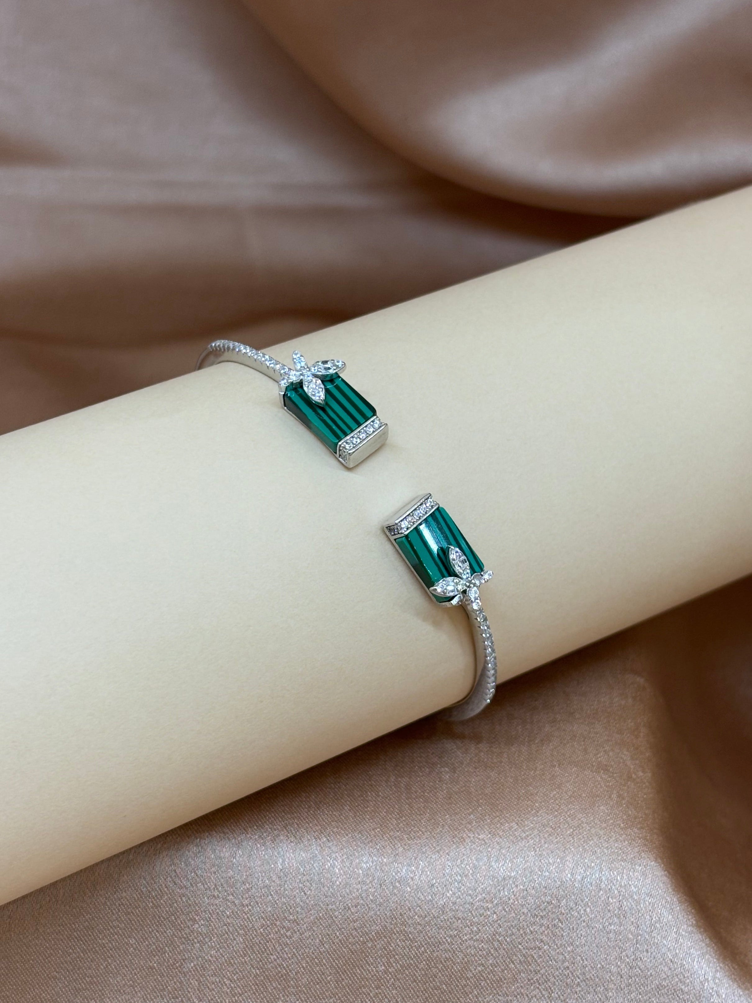 The Emerald Blossom Open Cuff
