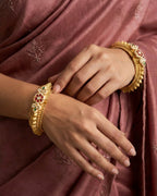 Temple Motif Gold-Plated Silver Kada