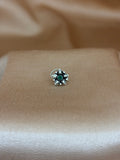 Forest Green Silver Blossom Nose Pin
