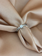 Sparkling Zirconia Flower Blossom Ring