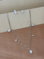 Pear-Cut Halo Droplet Station Necklace Set