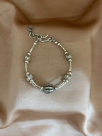 Oxidized Silver Double-Strand Bracelet with Etched Beads