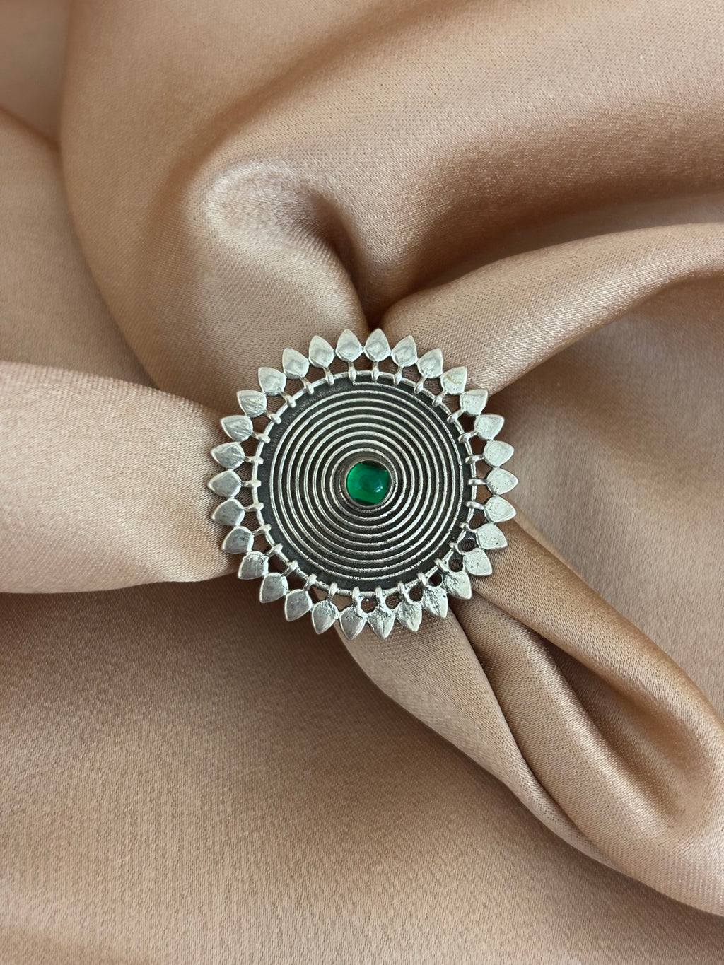 Sunburst Green Onyx Spiral Ring