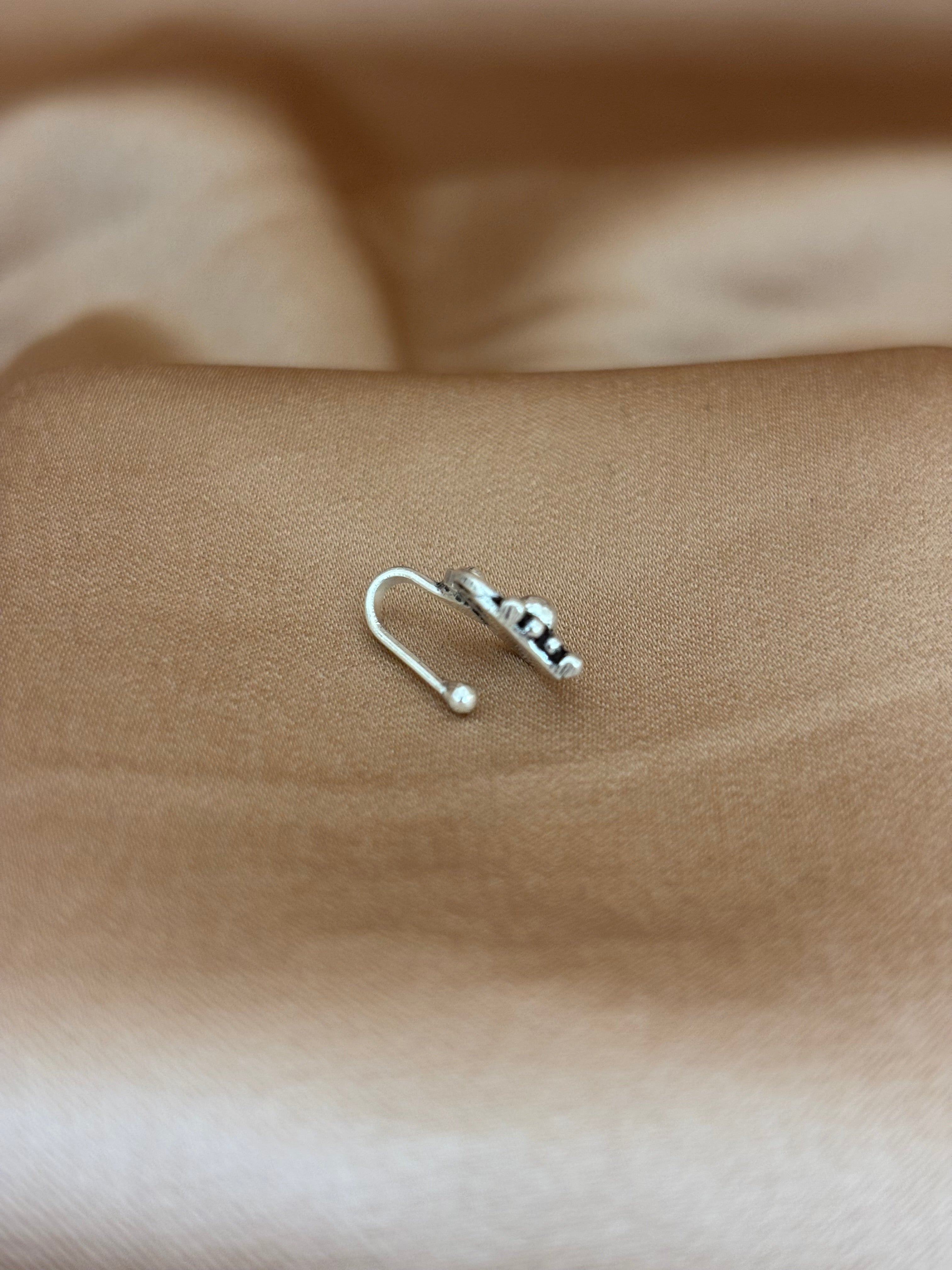 Vintage Heart Oxidized Silver Nose Pin