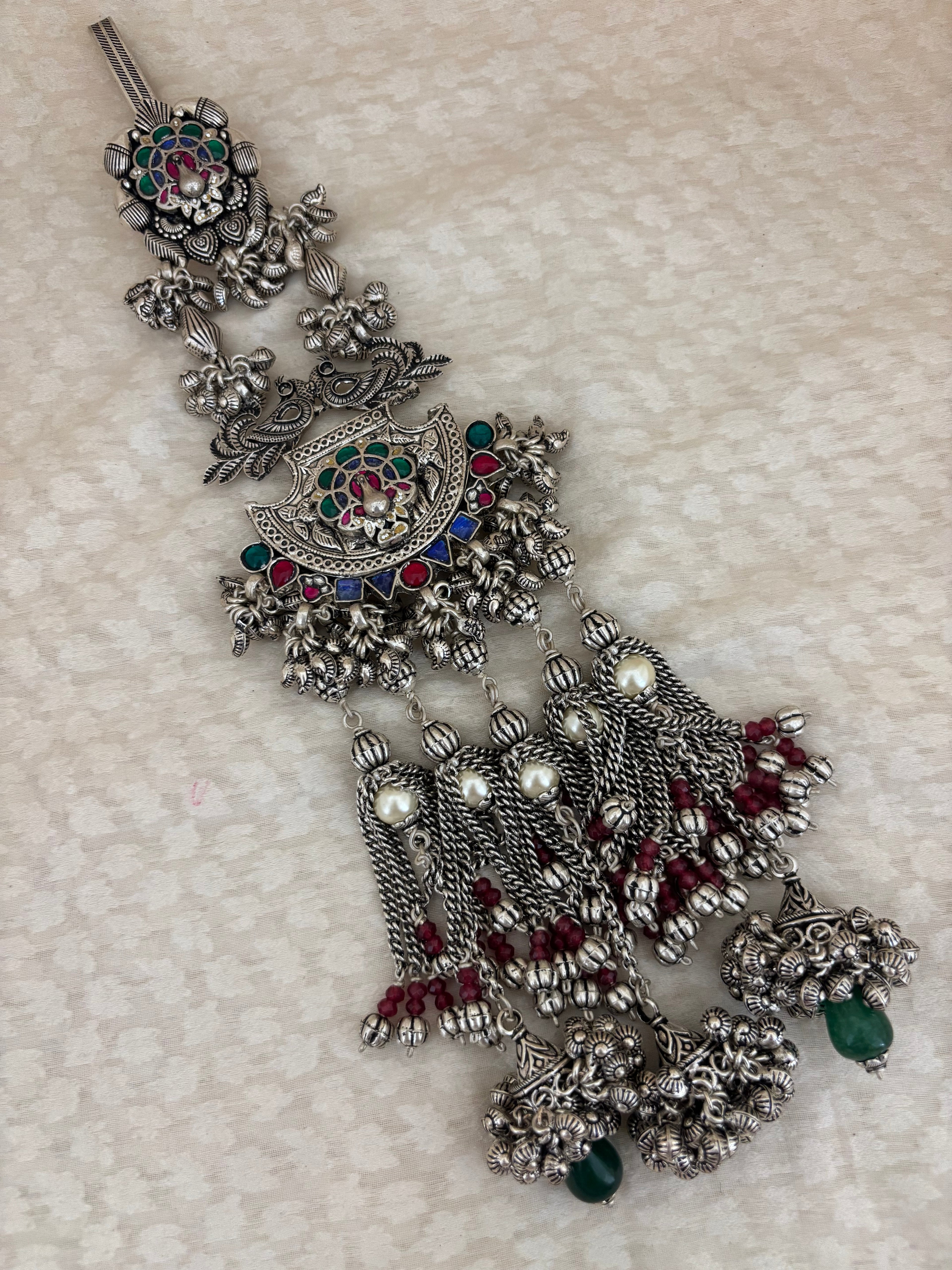 Peacock Motif Crescent Silver Juda