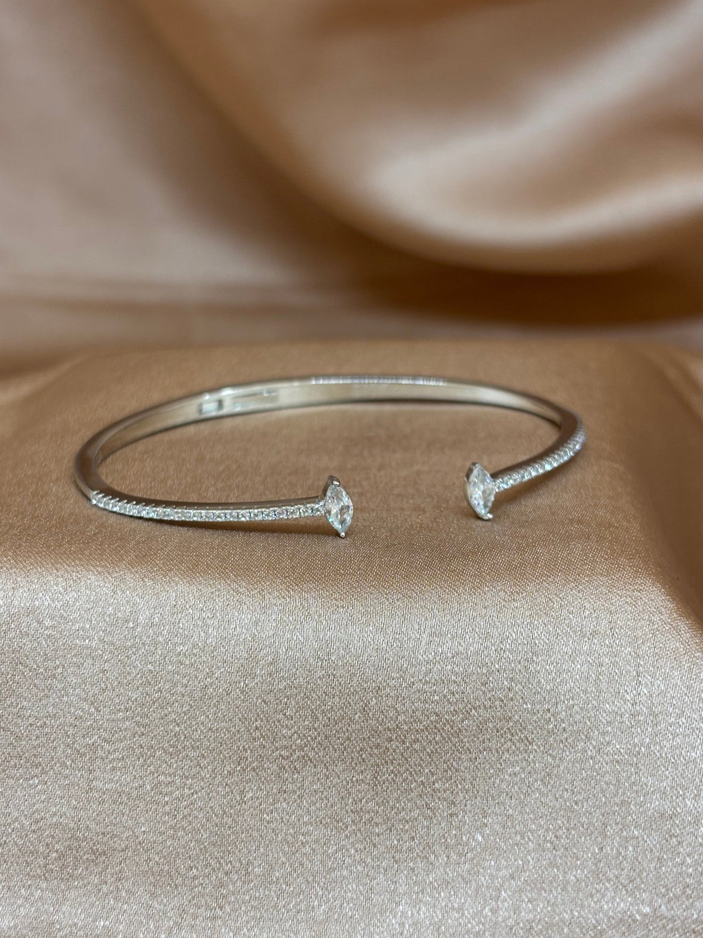 The Duo Stone Silver Cuff