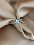 Dainty Silver Clover Beaded Ring