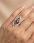 Tribal Marquise Oxidized Silver Ring