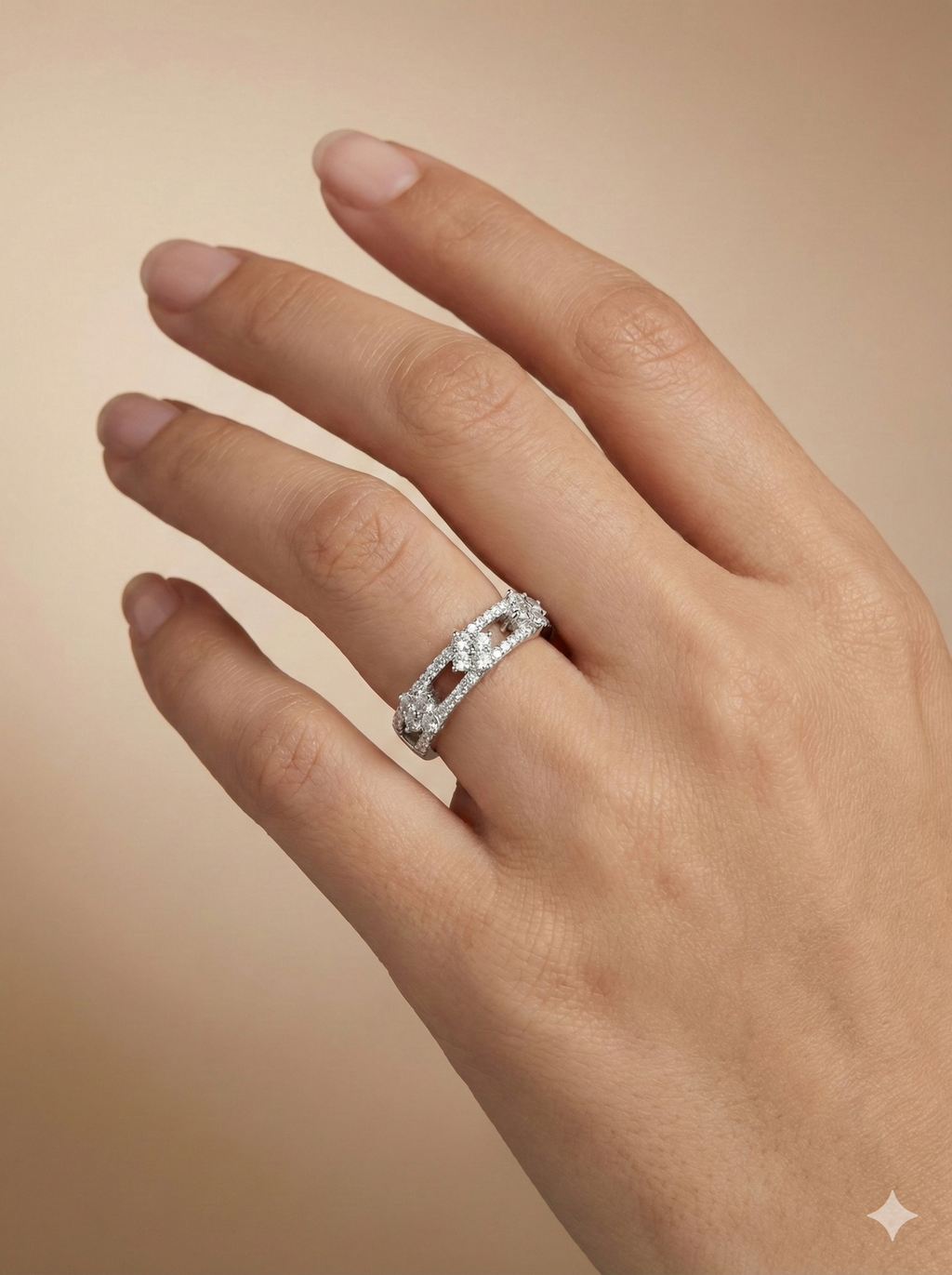 Enchanted Floral Open-Frame Silver Ring