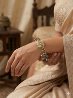 Turquoise Charm Tassel Silver Kada