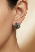 Navy Bloom Stud Earrings