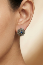 Navy Bloom Stud Earrings