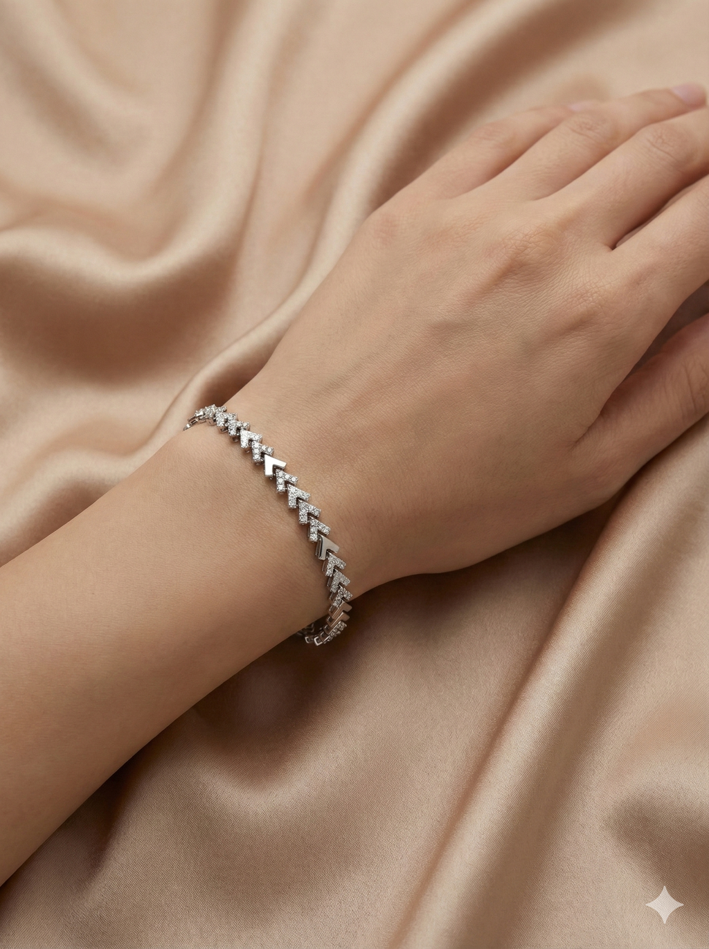 Geometric Chevron Crystal Link Bracelet