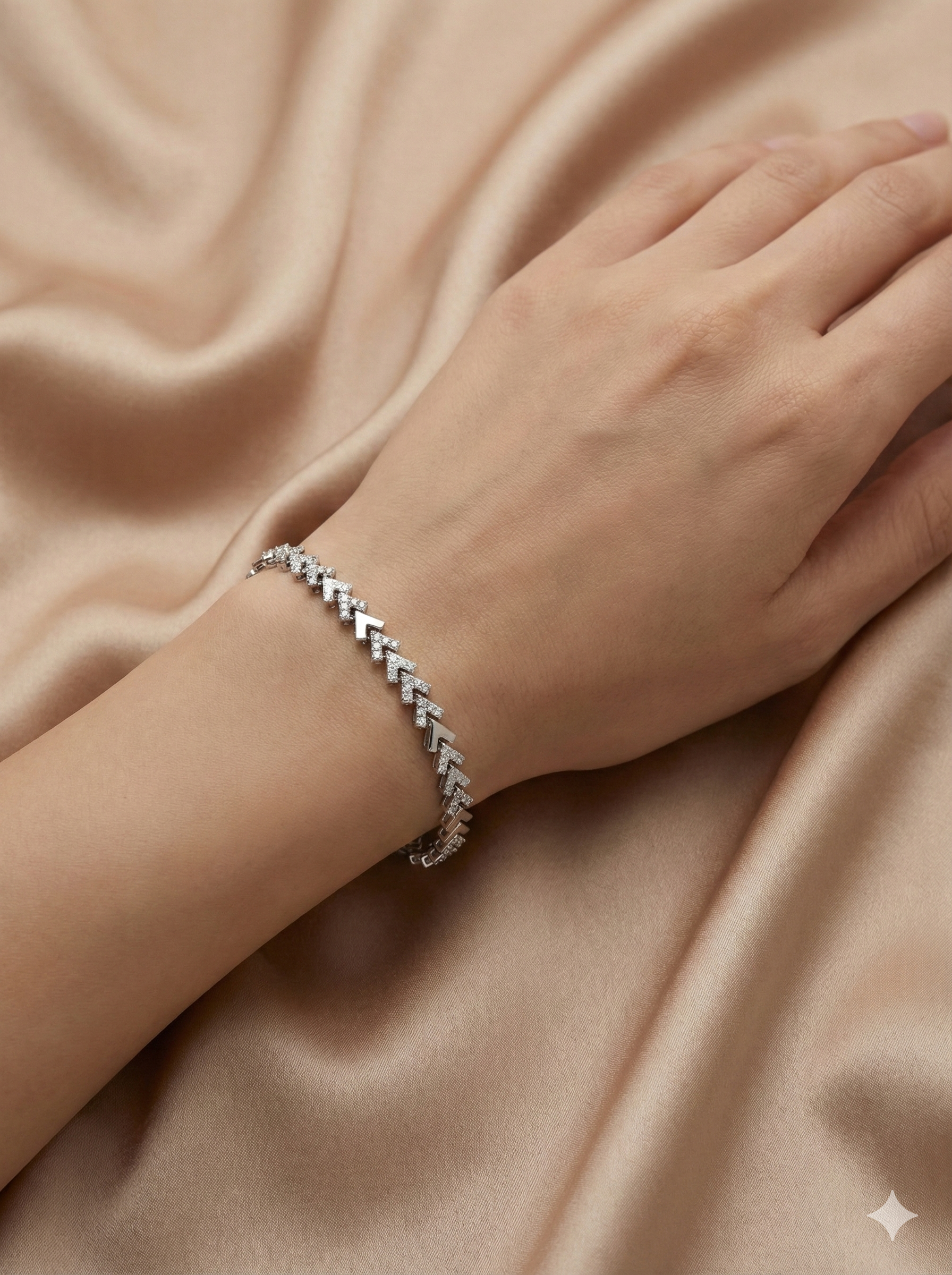 Geometric Chevron Crystal Link Bracelet
