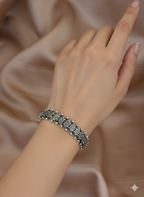 Oxidized Silver Geometric Link Bracelet