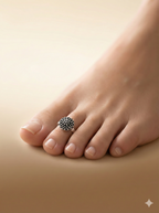 Oxidized Silver Floral Mandala Adjustable Toe Rings