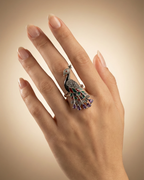 Royal Amethyst Peacock Enamel Ring