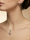 Crescent Solitaire Halo Set