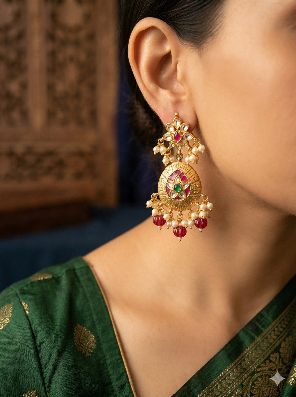Chandbali Scroll Heritage Earrings