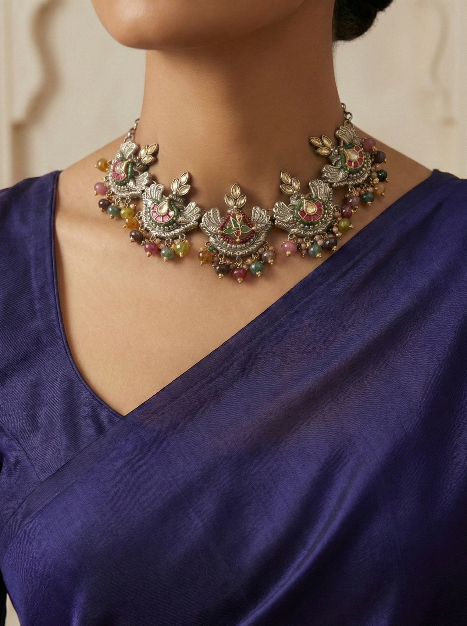 The Contemporary Nakshi Bird Charm Necklace