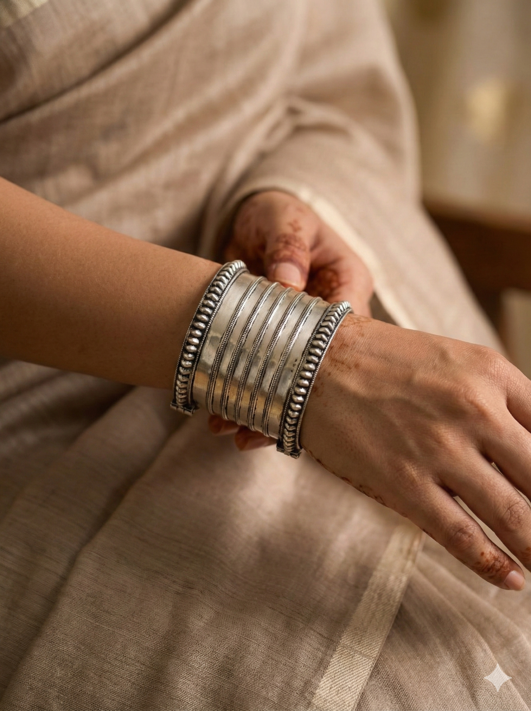 Ornate Broad Tribal Band Kada