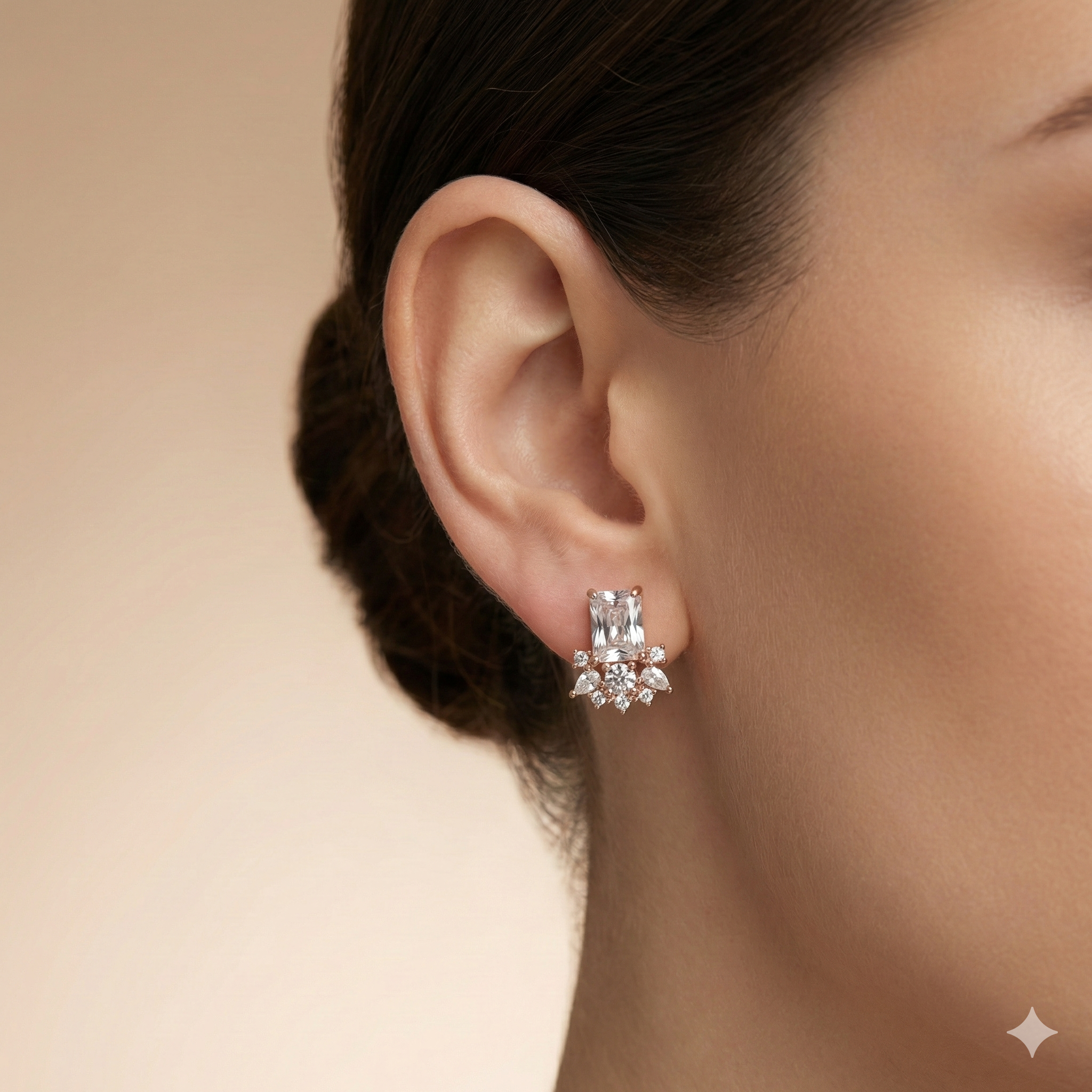 Radiant Baguette & Marquise Cluster Studs