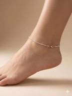 Sparkling Diamond-Cut Silver Bead Anklet