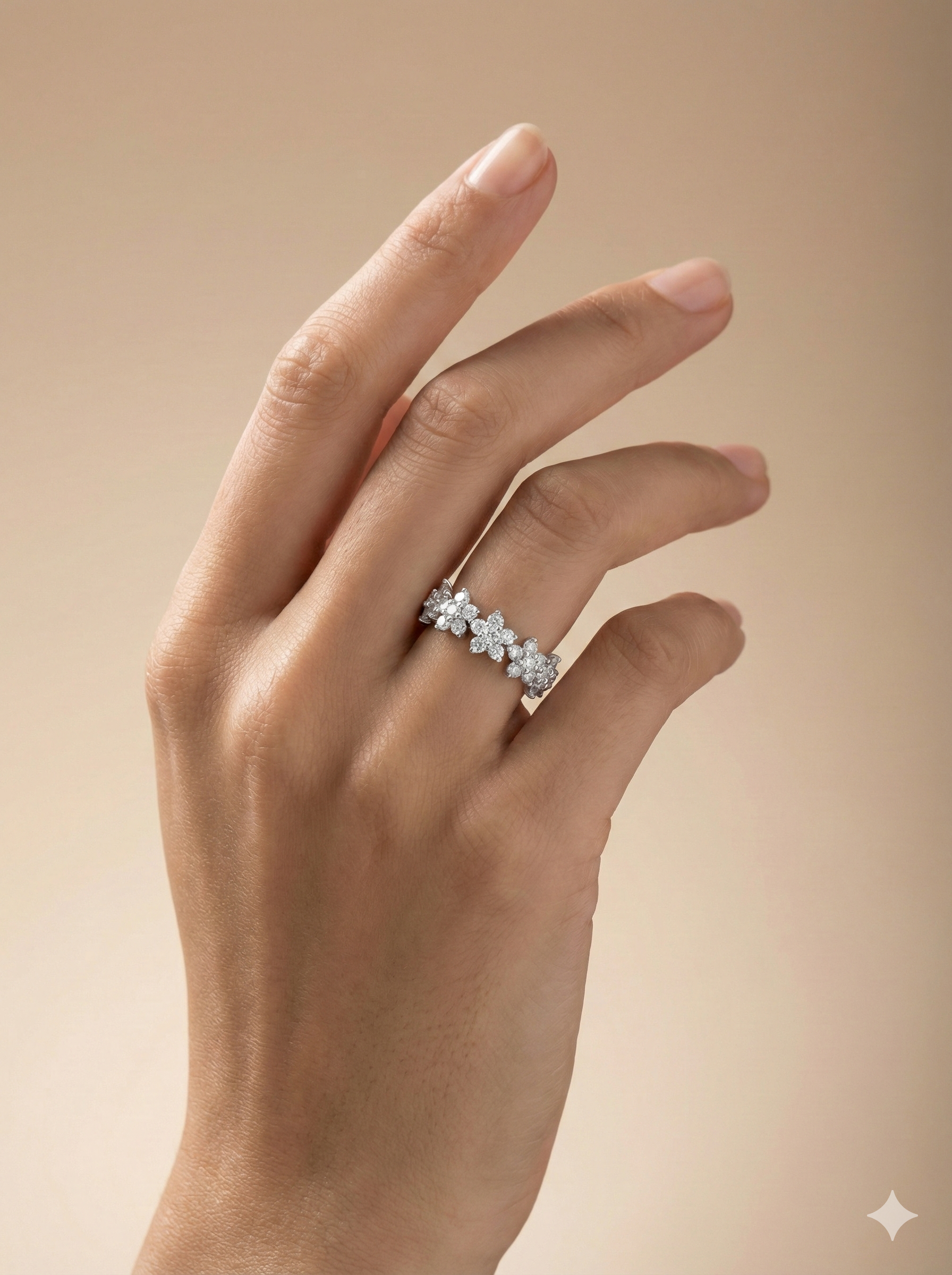 Blooming Garden Silver Floral Band