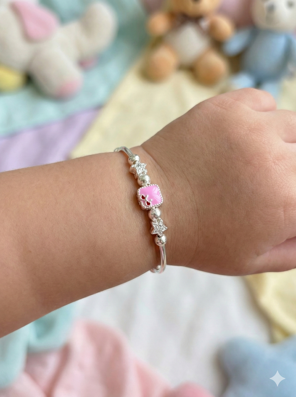 Pink Blossom Floral Silver Kadli Set