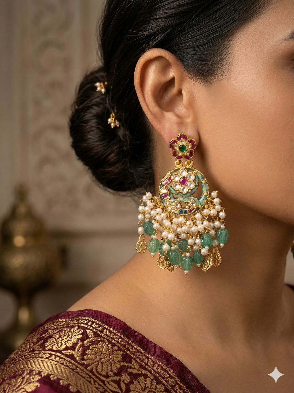 Celestial Bloom Chandbalis – Heritage Silver Drops of Grace