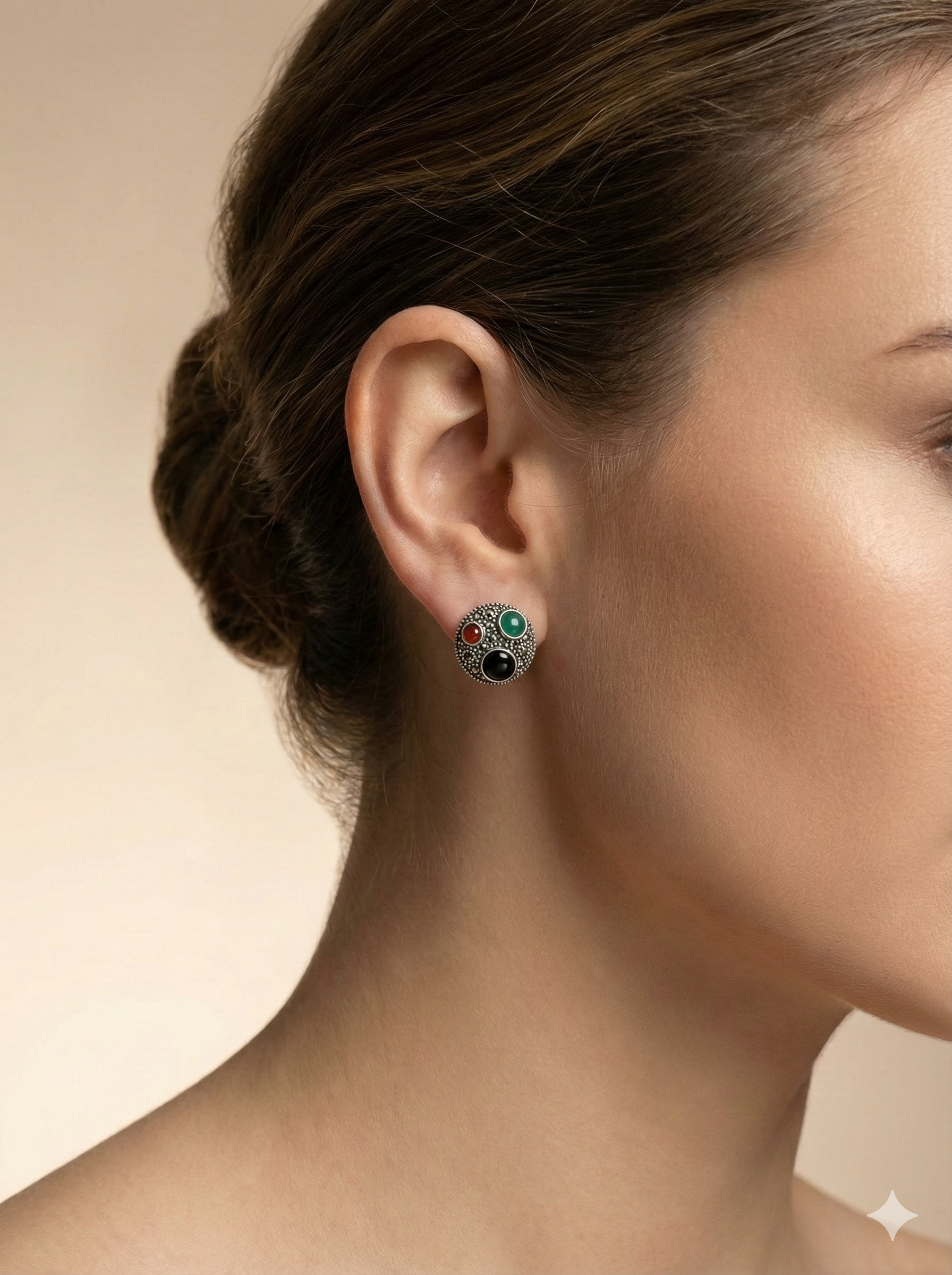 Tricolor Gem Studs